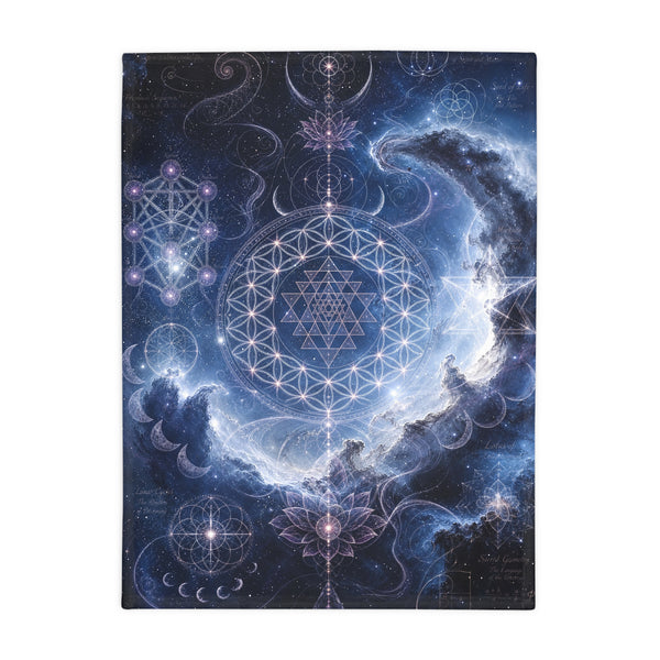 Sacred Geometry Fleece Blanket - Blue Flash Nebula