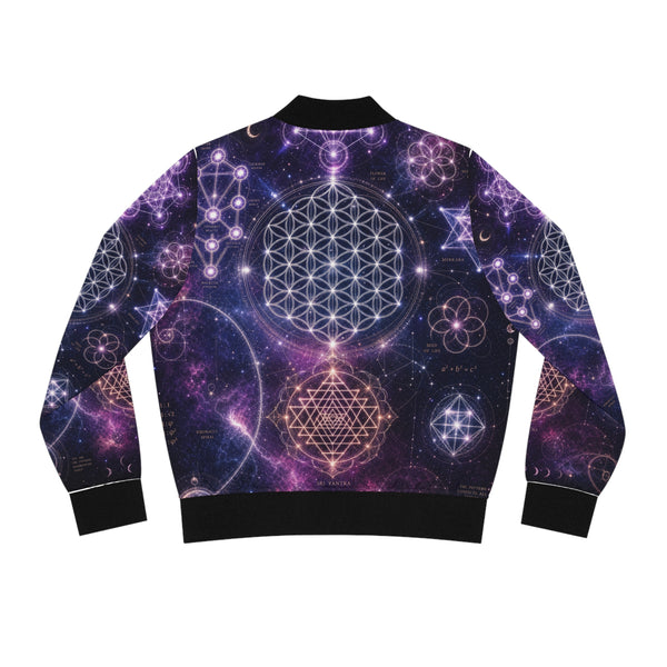Women's Sacred Geometry Bomber Jacket — Cosmic Bloom