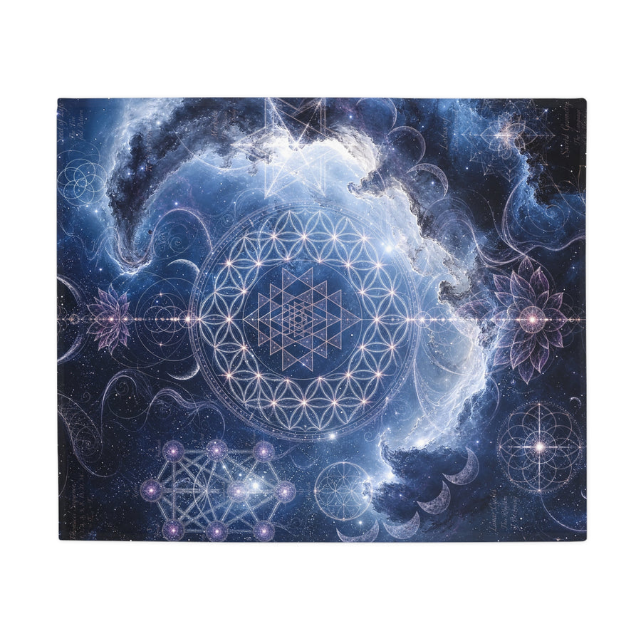 Sacred Geometry Blanket — Blue Flash Nebula