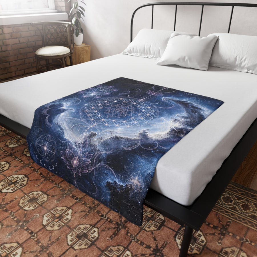 Sacred Geometry Blanket — Blue Flash Nebula