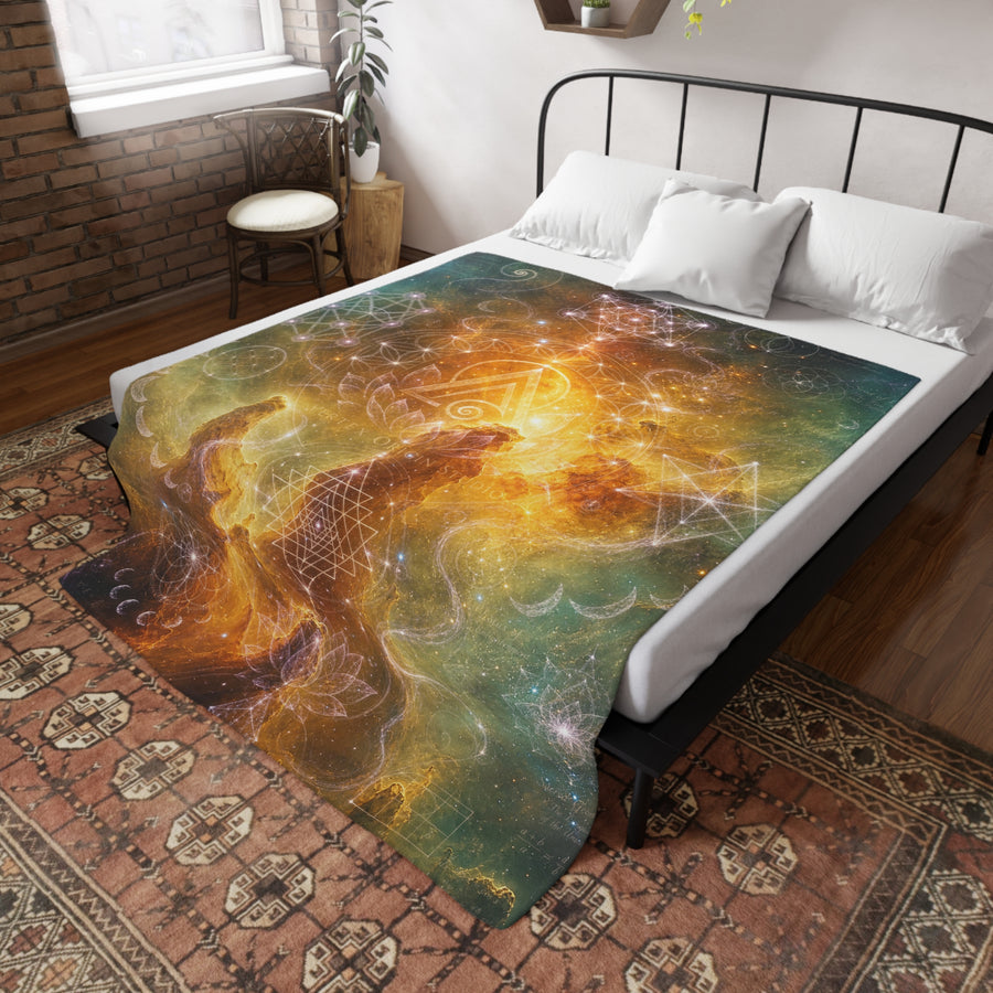 Sacred Geometry Blanket — Flame Nebula