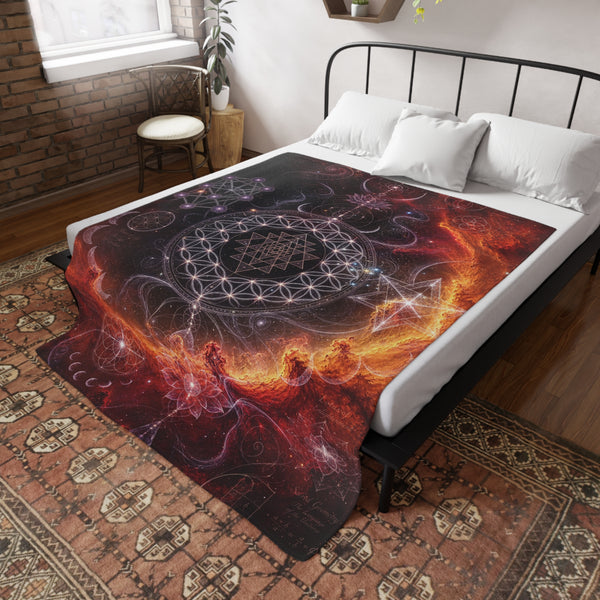 Sacred Geometry Fleece Blanket - Gamma Cygni Nebula