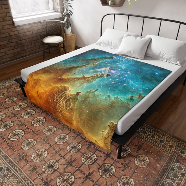 Sacred Geometry Fleece Blanket - Bubble Nebula