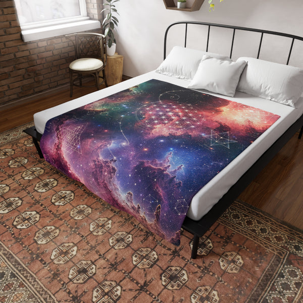Sacred Geometry Fleece Blanket - Lagoon Nebula