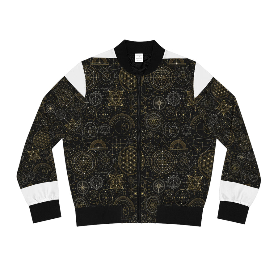Women's Sacred Geometry Bomber Jacket — Cosmic Blueprint