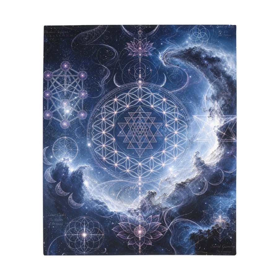 Sacred Geometry Blanket — Blue Flash Nebula