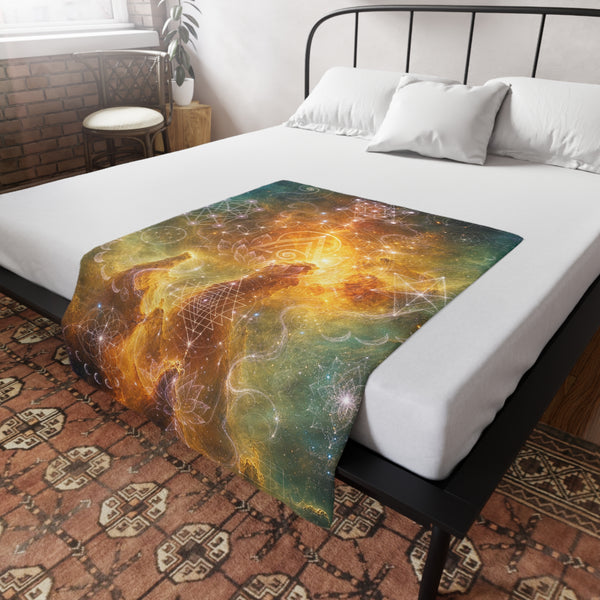 Sacred Geometry Fleece Blanket - Flame Nebula