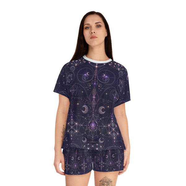 Ensemble pyjama géométrie sacrée — Tissu céleste — Femme