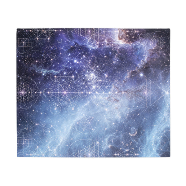 Sacred Geometry Fleece Blanket - Blue Snowball Nebula
