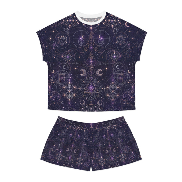 Ensemble pyjama géométrie sacrée — Tissu céleste — Femme