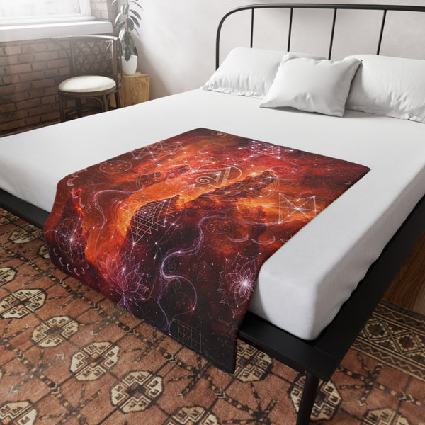 Sacred Geometry Fleece Blanket - Red Spider Nebula