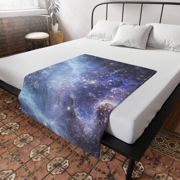 Sacred Geometry Fleece Blanket - Blue Snowball Nebula