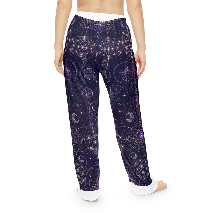 Pantalon de pyjama géométrie sacrée — Tissu céleste — Femme