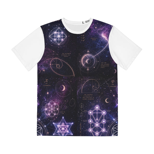 Men's Sacred Geometry Lounge Shirt — Cosmic Feminine — Front View