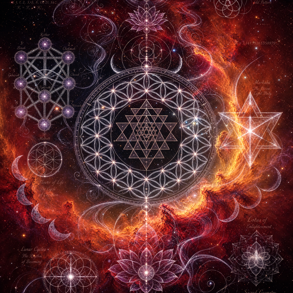 Sacred Geometry Throw Pillow Case — Sacred Bloom — Autumn