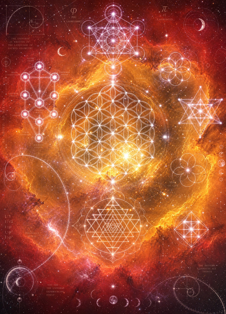Sacred Geometry Blanket — Cosmic Bloom · Autumn
