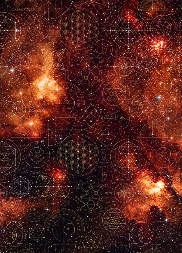 Sacred Geometry Cotton Duvet Cover — Origin Universe — Autumn