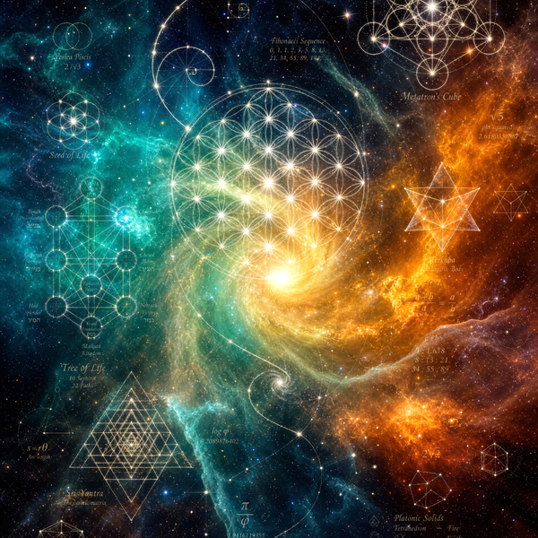 Sacred Geometry Throw Pillow Case — Cosmic Constellation — Summer