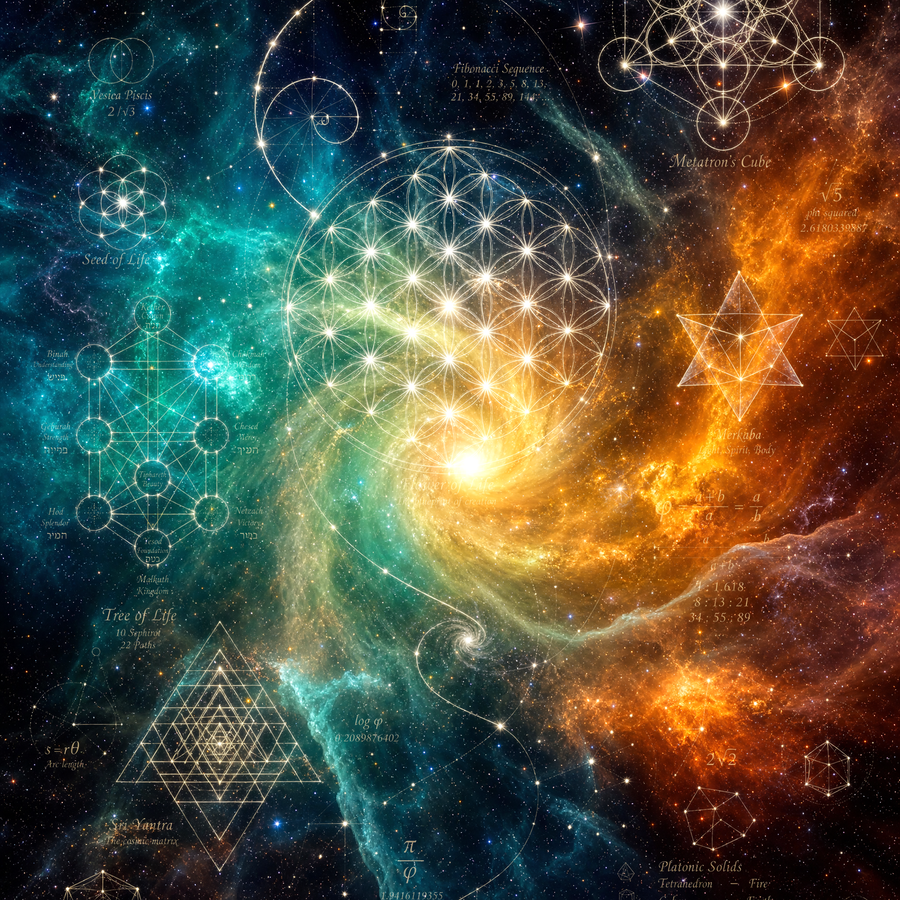 Sacred Geometry Throw Pillow Case — Cosmic Constellation — Summer