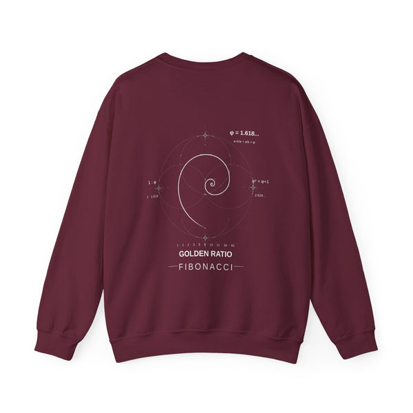 Fibonacci Spiral Crewneck — Maroon — Back Design