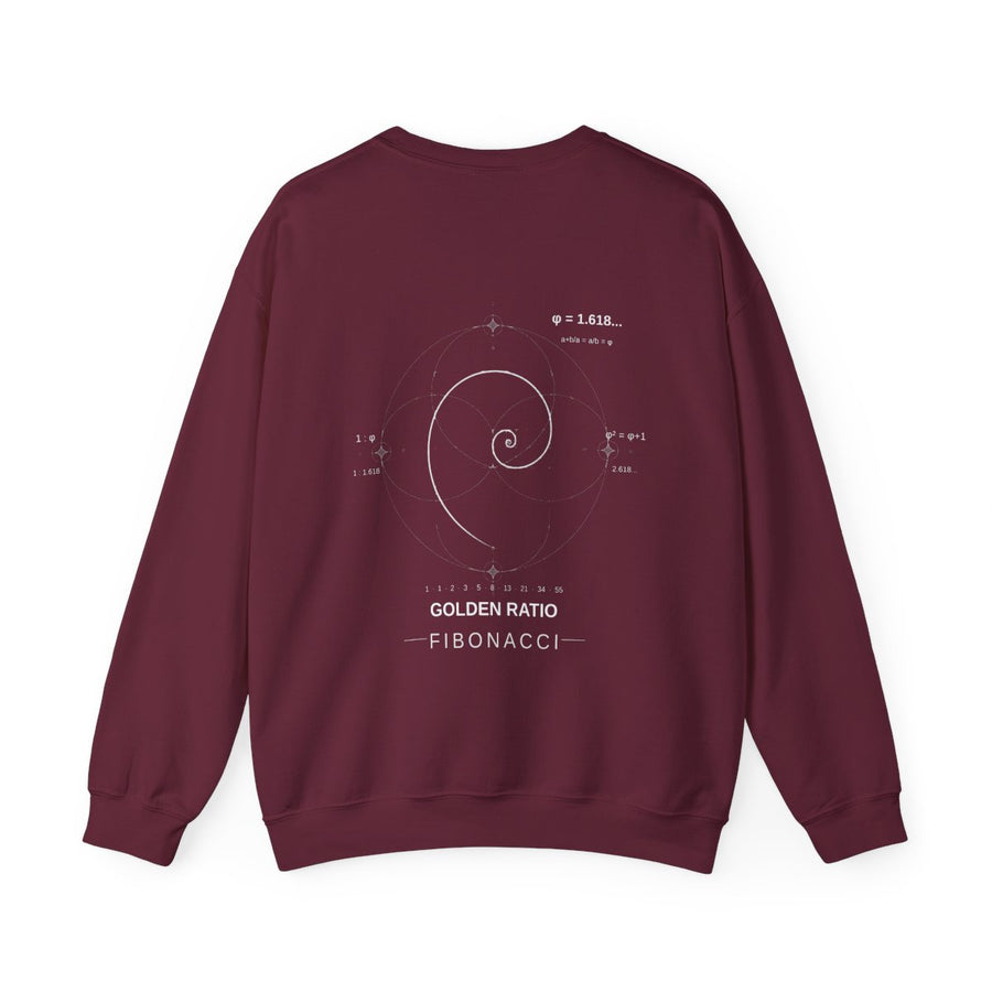 Fibonacci Spiral Crewneck — Maroon — Back Design
