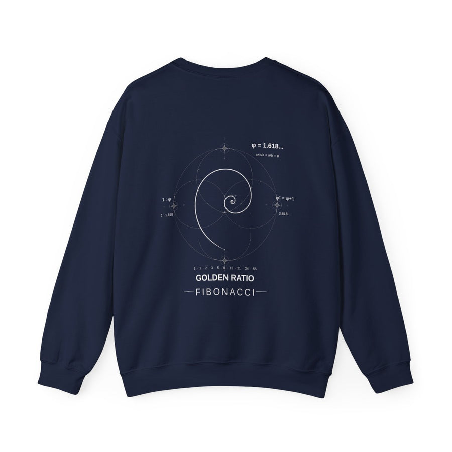 Fibonacci Spiral Crewneck — Navy — Back Design