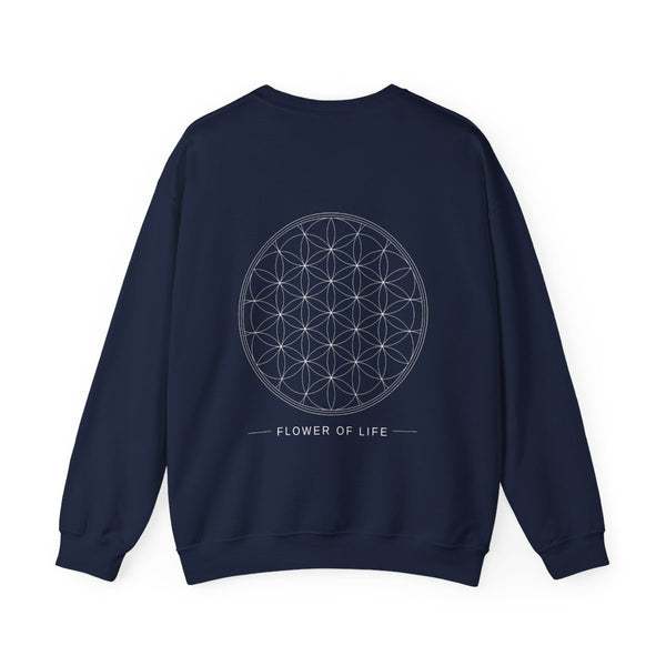Flower of Life Crewneck — Navy — Back Design