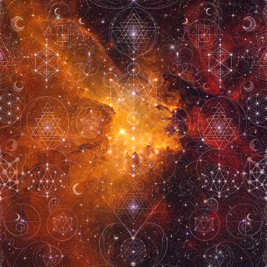 Sacred Geometry Throw Pillow Case — Celestial Weave — Autumn