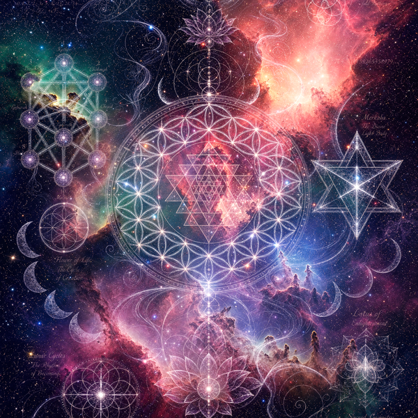 Sacred Geometry Throw Pillow Case — Sacred Bloom — Summer
