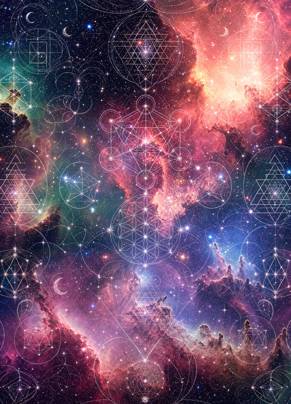 Sacred Geometry Cotton Duvet Cover — Celestial Weave — Spring