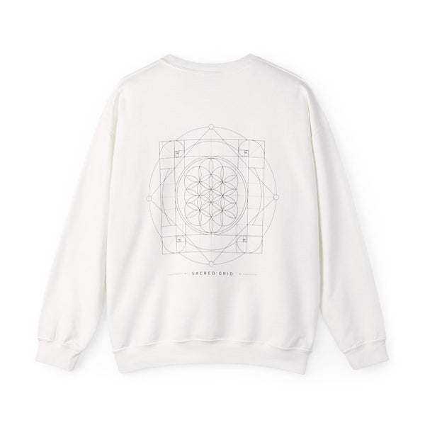 Sacred Grid Crewneck — White — Back Design