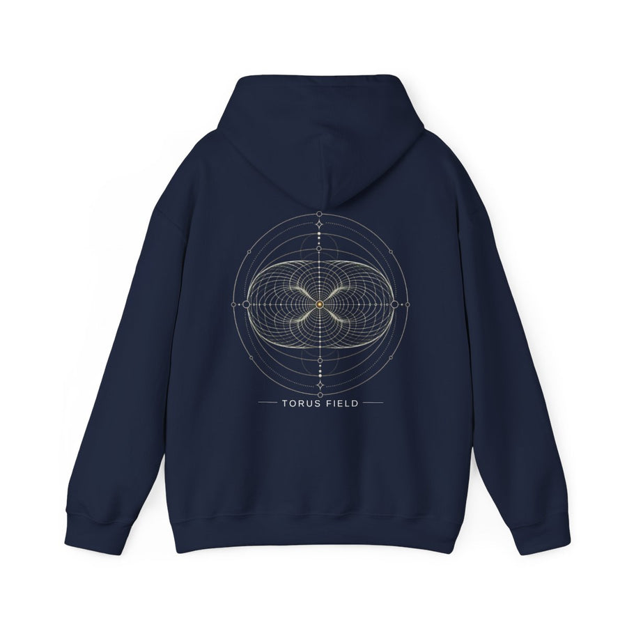 Torus Field Hoodie — Navy — Back Design