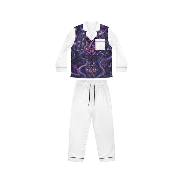 Women's Sacred Geometry Satin Pajamas — Divine Origin — Back