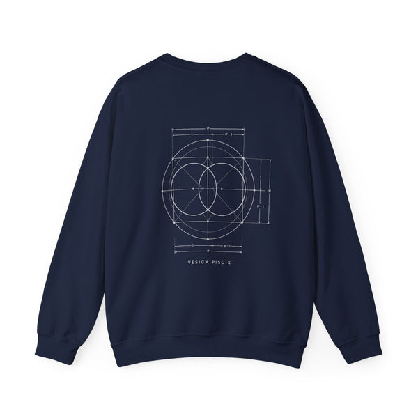 Vesica Piscis Crewneck — Navy — Back Design