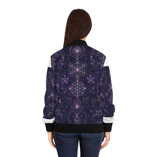 Veste bomber géométrie sacrée — Tissu céleste
