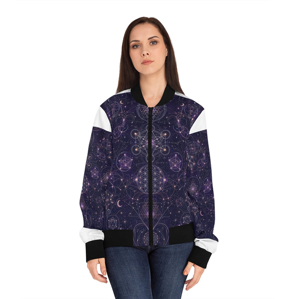 Veste bomber géométrie sacrée — Tissu céleste