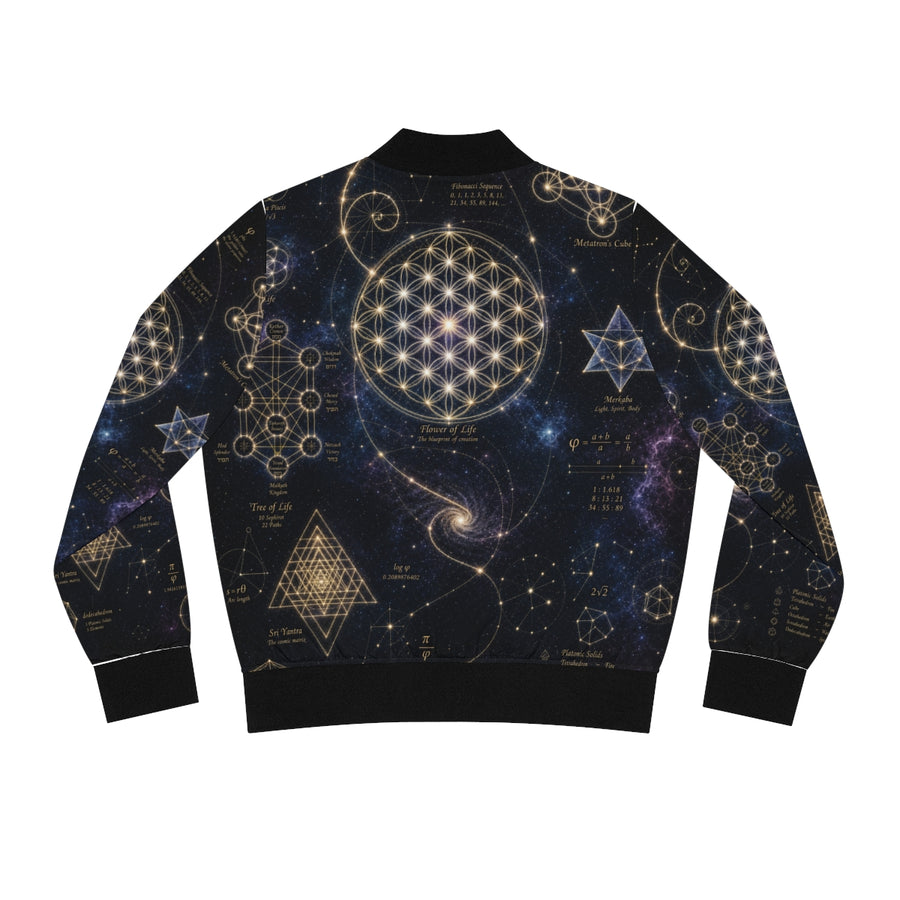 Women's Sacred Geometry Bomber Jacket — Cosmic Constellation