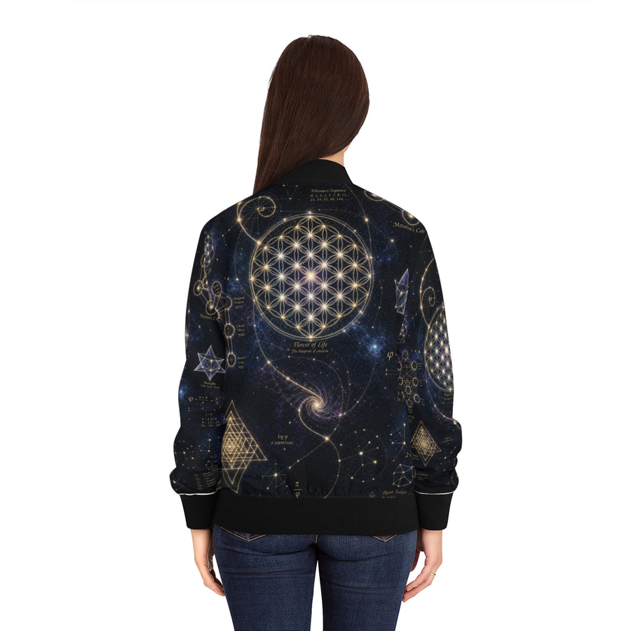 Women's Sacred Geometry Bomber Jacket — Cosmic Constellation