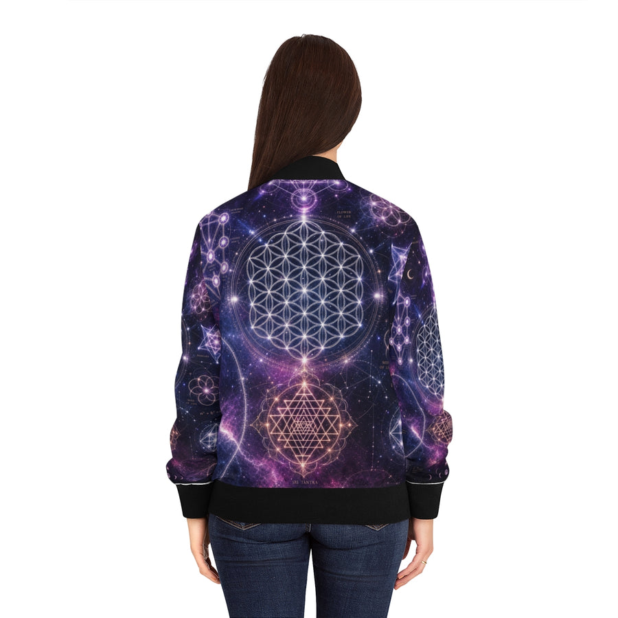 Women's Sacred Geometry Bomber Jacket — Cosmic Feminine
