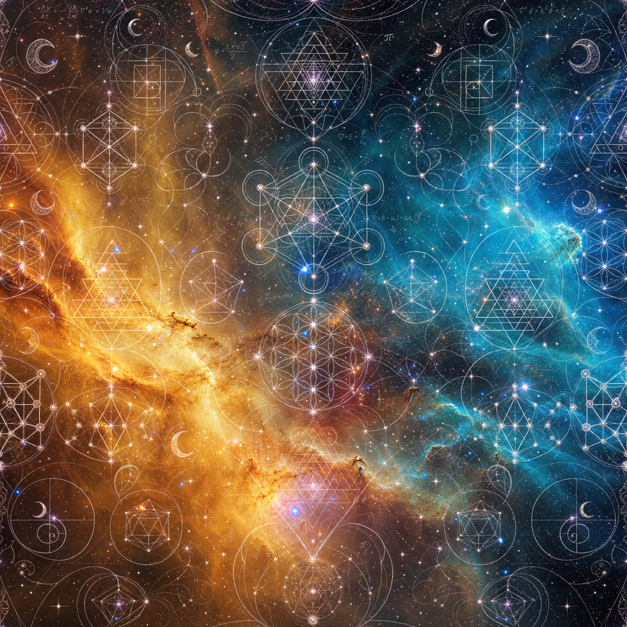Sacred Geometry Throw Pillow Case — Celestial Weave — Summer