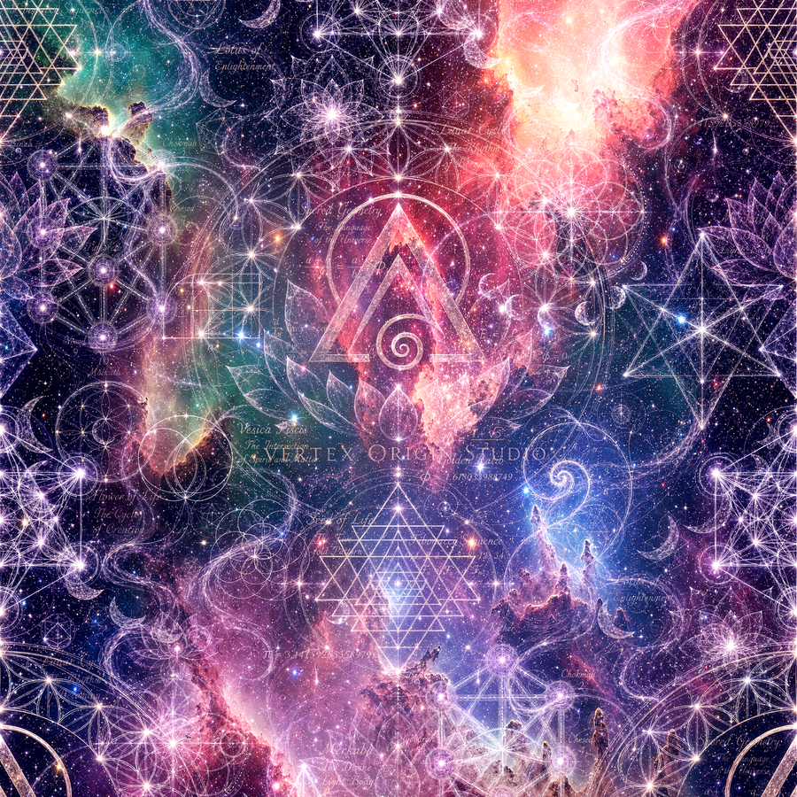 Sacred Geometry Throw Pillow Case — Divine Origin — Spring