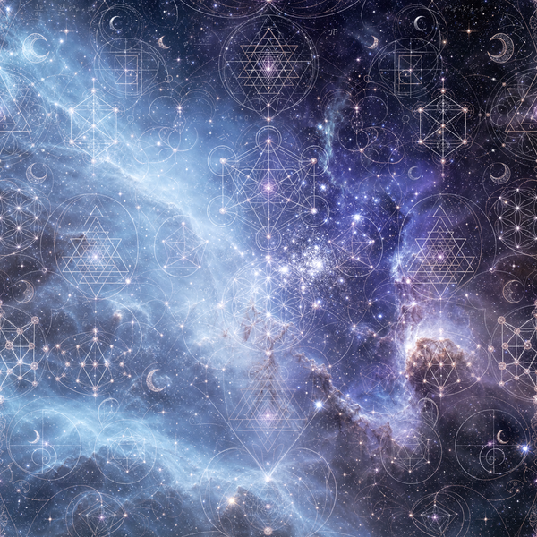 Sacred Geometry Throw Pillow Case — Celestial Weave — Winter