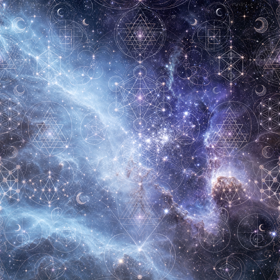 Sacred Geometry Throw Pillow Case — Celestial Weave — Winter