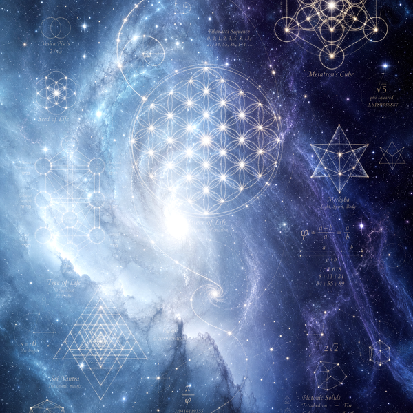Sacred Geometry Throw Pillow Case — Cosmic Constellation — Winter