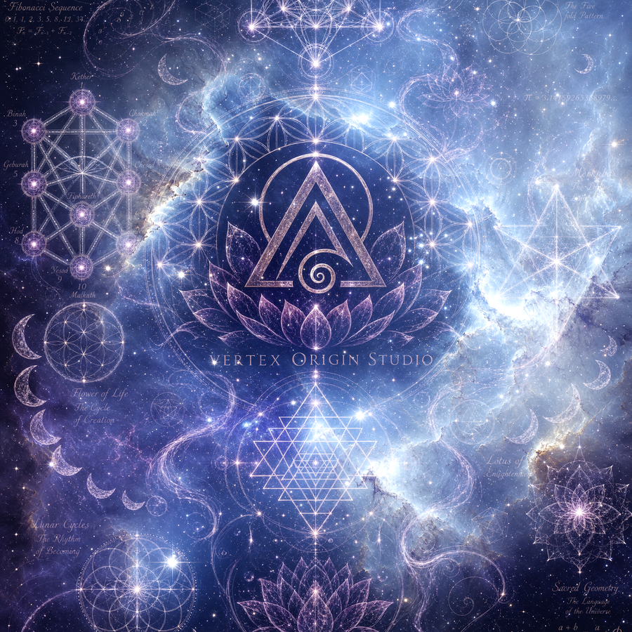 Sacred Geometry Throw Pillow Case — Divine Origin — Winter